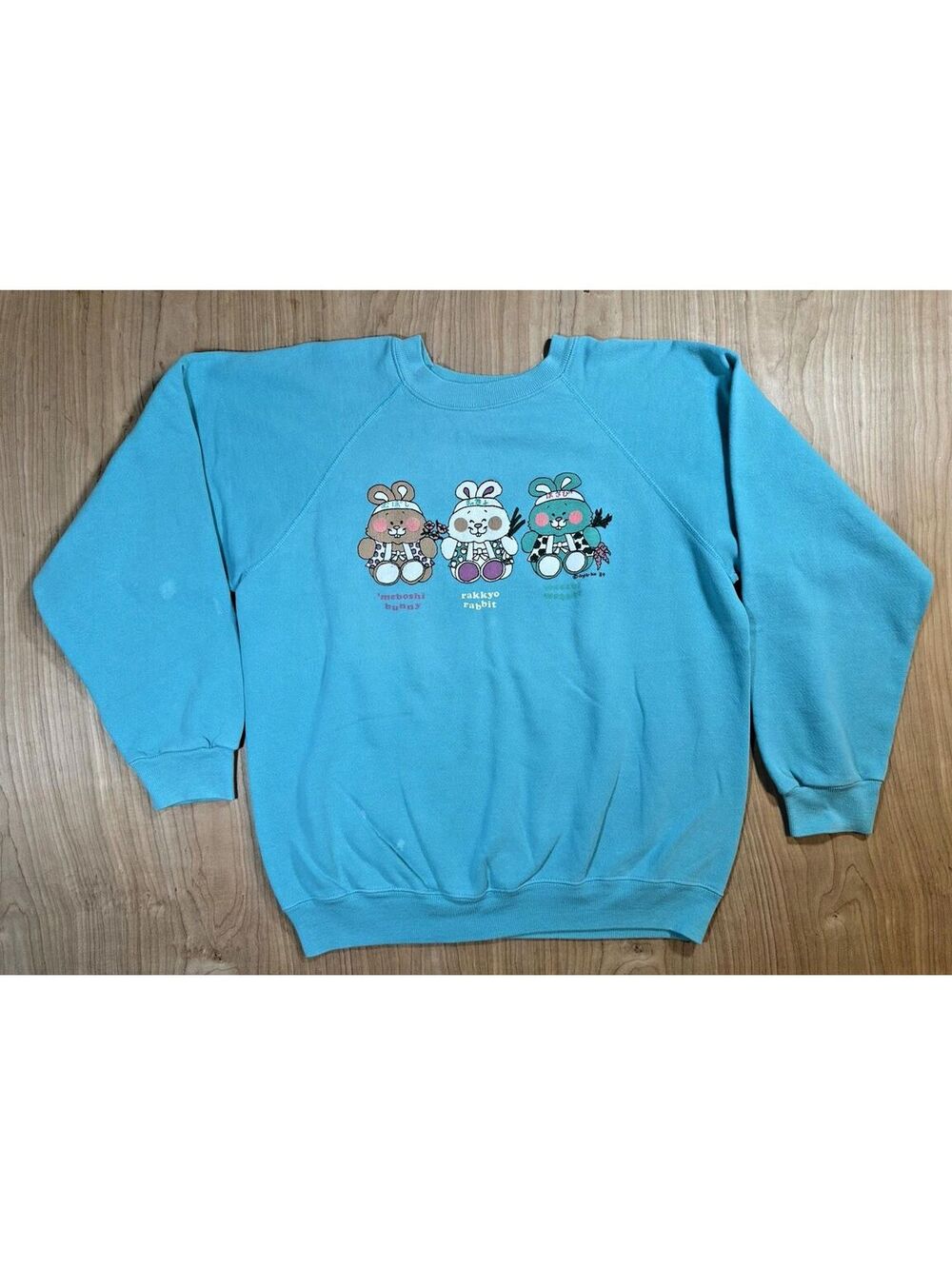 vintage 80s japanese bunny rabbit Sweatshirt aya-ko cute meboshi wasabi rakkyo
